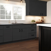 RTA Newtown Solid Wood Sink Base Cabinet Charcoal Black for Kitchen, 2 Doors 2 Fake Drawer Front